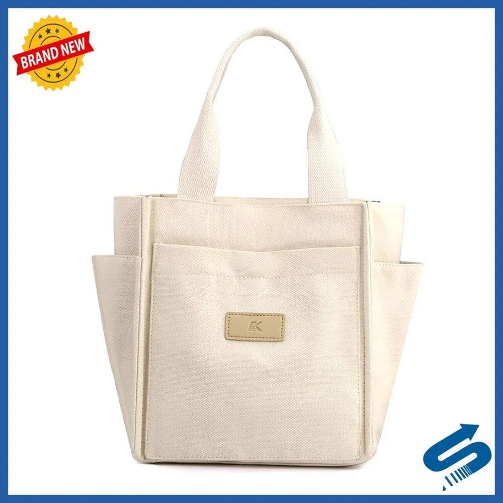 Canvas Tote Bag Casual Shoulder Handbag Vintage Minimal Chic Large Capacity